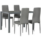 5-Piece Rectangular Glass Kitchen Table and Chairs with Metal Frame and Faux Leather Upholstery for Dining Room, Grey