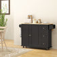 Kitchen Island on Wheels, Kitchen Cart with Drop Leaf, Drawers, Black