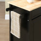 Rolling Kitchen Cart with Wood Top and Drawer, Kitchen Island on Wheels for Dining Room, Black