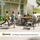 46.5" Outdoor Dining Table for 6, Round Picnic Table with Slatted Top for Balcony, Porch, Black