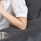 Three Seater Sofa, Fabric 3 Seater Couch with Spring Cushion and Cup Holders for Living Room, Bedroom, Dark Grey