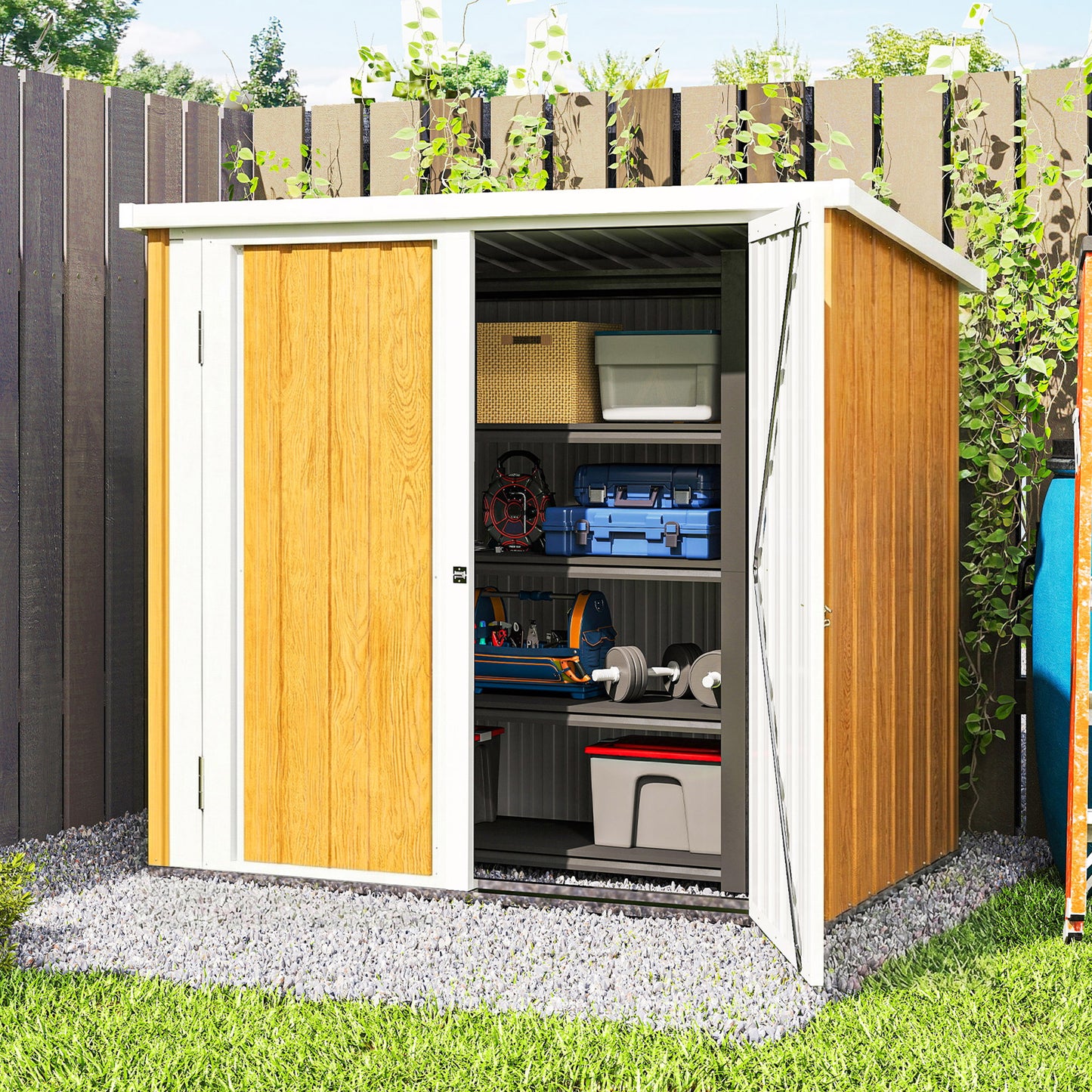5' x 3' Metal Garden Storage Shed, Tool House with Double Doors for Backyard, Patio, Lawn