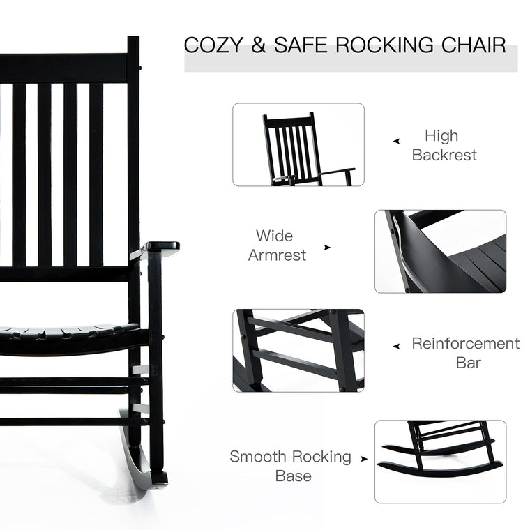 Black Wooden Porch Rocking Armchair