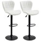 Bar Stools Set of 2 Adjustable Height Swivel Bar Chairs in PU Leather with Backrest & Footrest, White