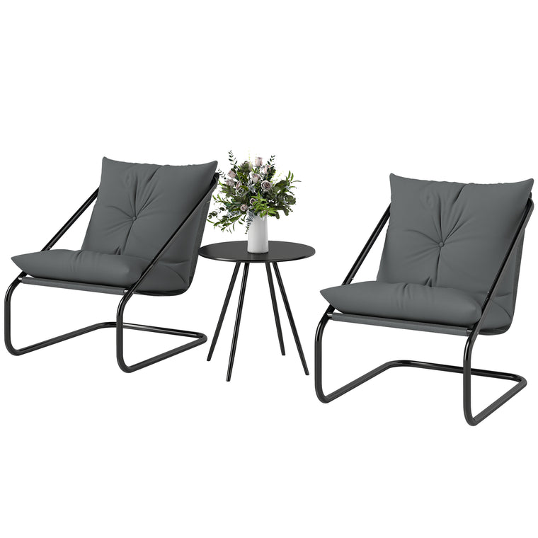 3-Piece Bistro Set with C-Spring Chairs and Round Table