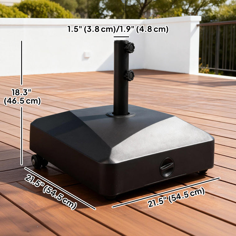 132 lb Black Filled Umbrella Base with Wheels