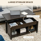 Lift Top Coffee Table, Modern Center Table with Storage Shelves and Hidden Compartment for Living Room, 41" L, Espresso