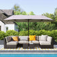 15'x 8.7' Outdoor Patio Umbrella with Twin Canopy Backyard Umbrella with Lift Crank Tan