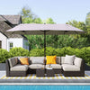 15'x 8.7' Outdoor Patio Umbrella with Twin Canopy Backyard Umbrella with Lift Crank Tan