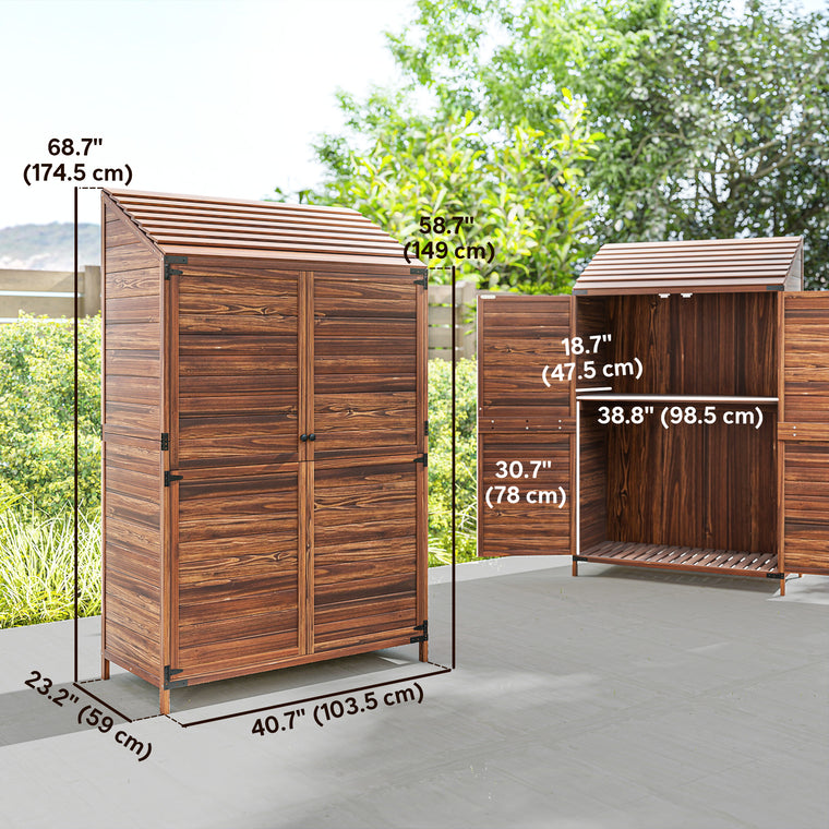 Wood Storage Cabinet with Double Doors and Shelves