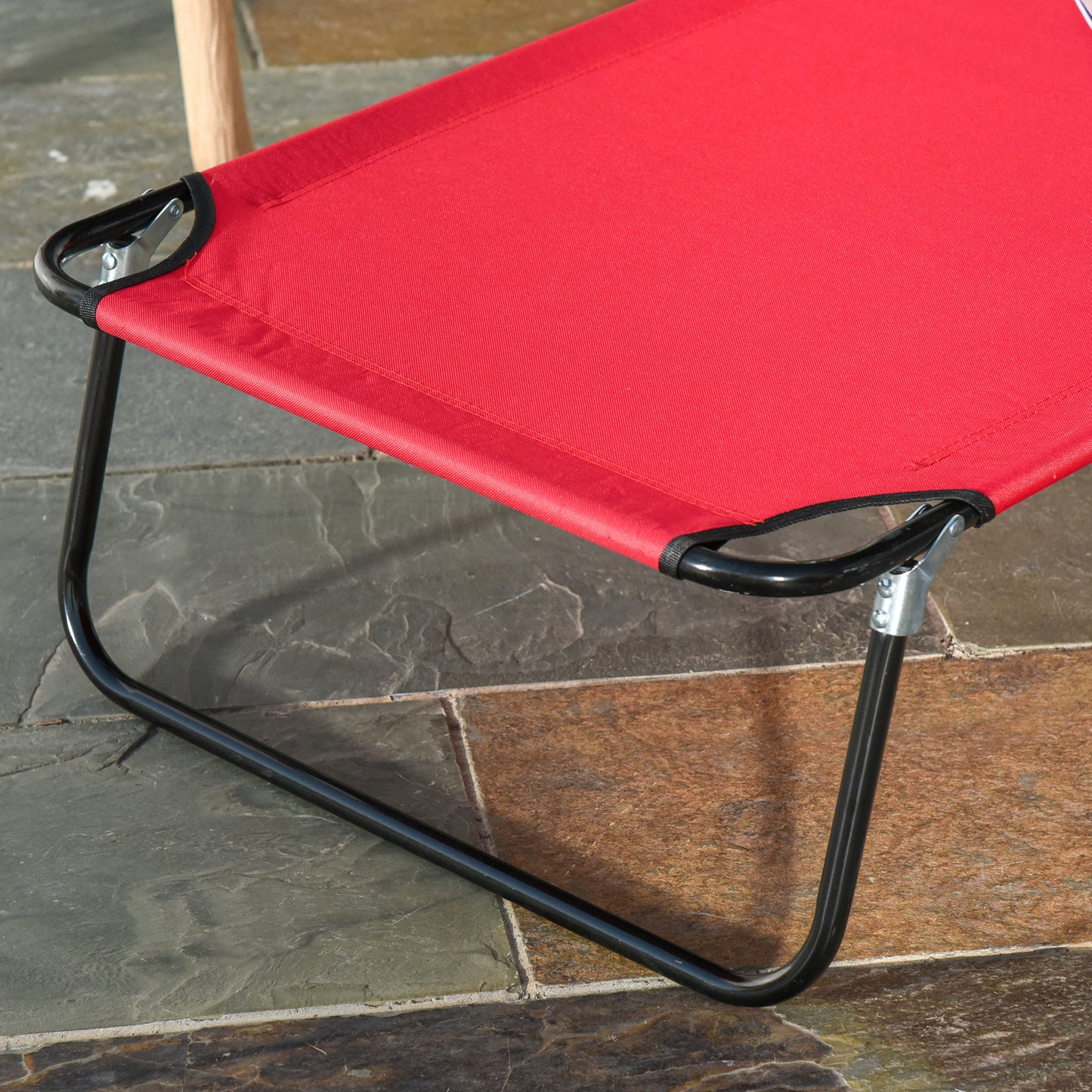 Folding Chaise Lounge Chair, Reclining Beach Tanning Chair with Face Hole, Pillow, 4-Position Adjustable Lay Flat Sun Lounger, Steel Frame for Outdoor Patio Pool, Red