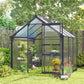 Greenhouse Garden, Green House, Outdoor Greenhouse Kit, PC Board with Sliding Door, 6.2' x 6.3' x 6.6', Grey