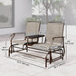 Patio Glider Rocking Chair 2 Person Outdoor Loveseat Rocker Garden Furniture Bench, Flaxen