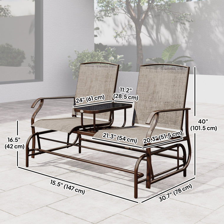 Flaxen Glider Rocking Chair Loveseat Bench