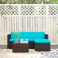 3 Pieces Patio Furniture Set with Cushions, Outdoor PE Rattan Wicker Conversation Corner Sofa Set, Light Green