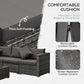6 Pieces Outdoor PE Rattan Wicker Patio Furniture Sofa Set with Thick Cushions, Deluxe Garden Sectional Couch with Glass Top Table, Mixed Grey and Dark Grey