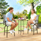 Outdoor Bar Stools Set of 2, Swivel Bar Height Chairs with High Back, Curved Armrests and Steel Frame, Mixed Grey