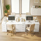 140 cm Computer Desk with Adjustable Shelf Home Office Desk with Drawers and Cabinet White Wood Grain