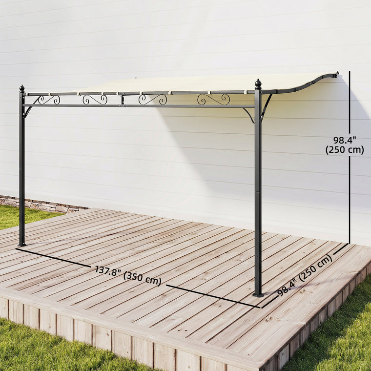 11.5' x 8.2' Wall-Mounted Lean-To Pergola with Metal Frame