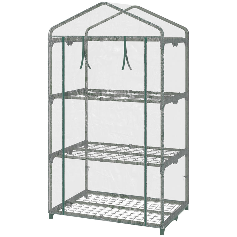 27" x 19" x 49" Transparent 3-Tier Greenhouse with Shelf Clips