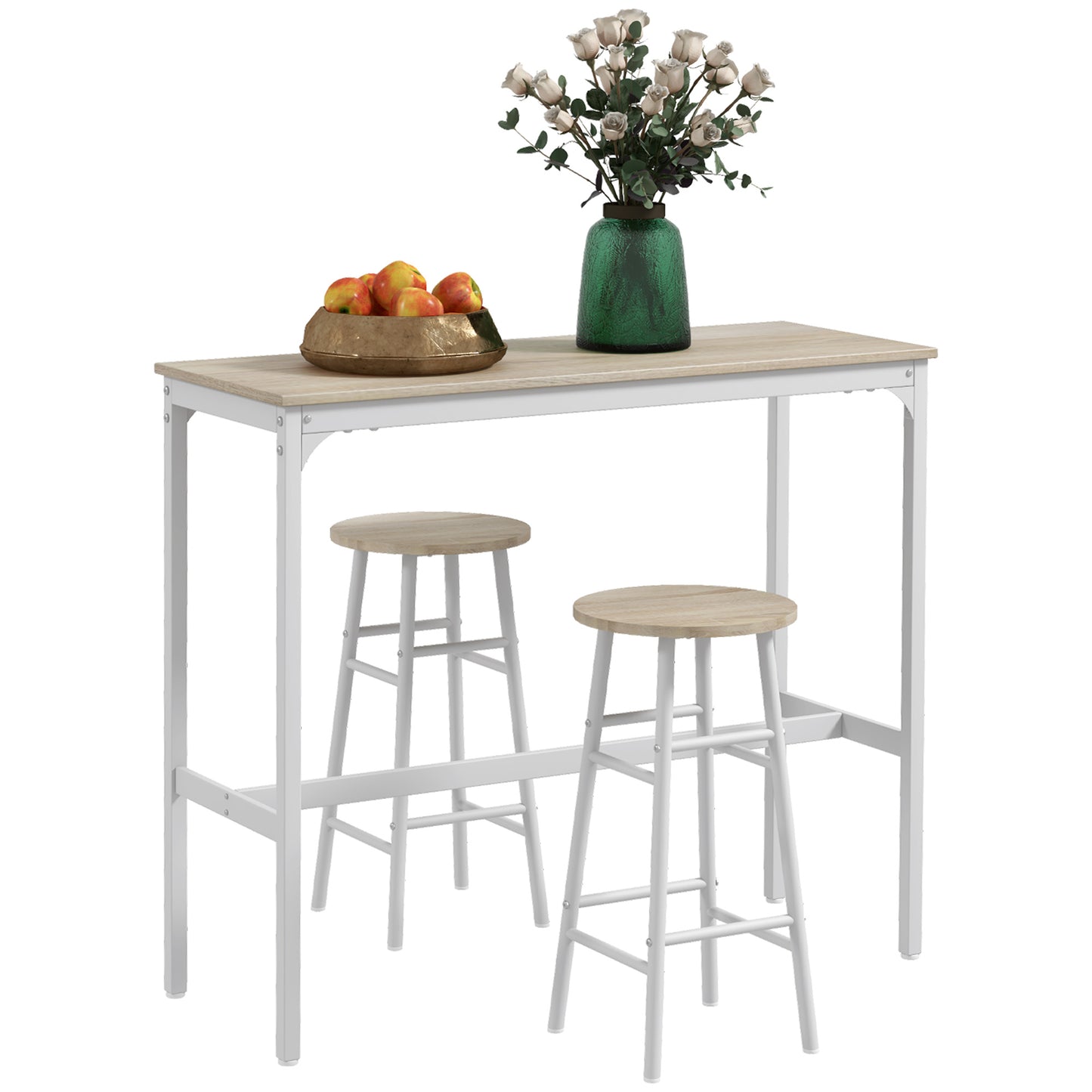 3-Piece Counter Height Bar Table and Chairs, Dining Table and Chairs Set for 2, Pub Table and Chairs