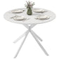 40" Round Kitchen Table for 4, Industrial Dining Table with Steel Legs for Dining Room, White Oak