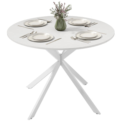 40" Round Industrial Dining Table for 4 - White Oak