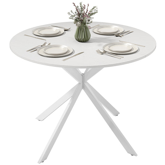 40" Round Industrial Dining Table for 4 - White Oak
