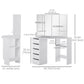 Corner Dressing Table, Makeup Desk with 3-piece Mirror and 5 Drawers, White