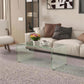 Glass Coffee Table, Clear Coffee Table for Living Room, Modern Rectangle Center Table with Safe Rounded Edges