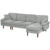 L-Shape Sofa, Modern Sectional Couch with Changeable Chaise Lounge, Pillows and Wooden Legs for Living Room
