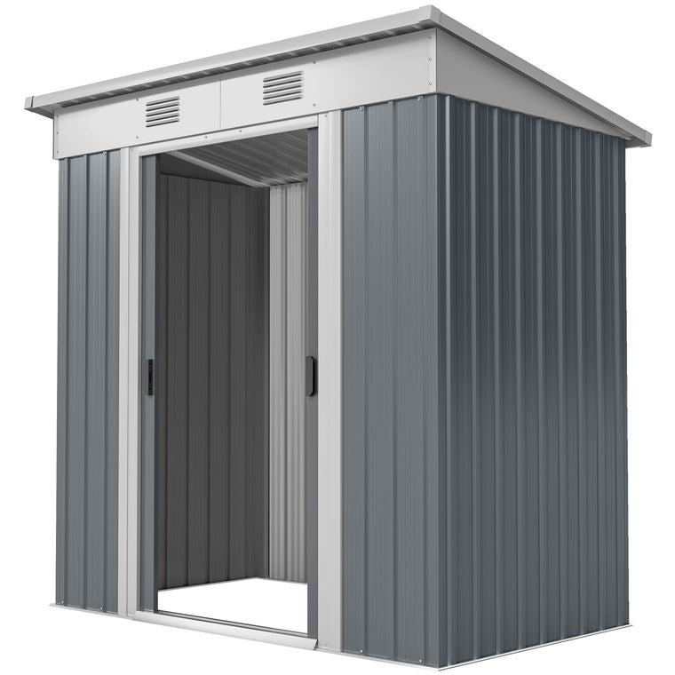 6' x 4' Metal Storage Shed with Lockable Sliding Doors and Vents