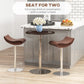 High Top Bar Table, Adjustable Round Kitchen Table with Swivel Top and Steel Base, Bistro Table for 2 People, Walnut