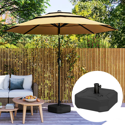 Square Patio Umbrella Base Holder, Outdoor Umbrella Stand, 17.7" L x 17.7" W x 9.8" H Black