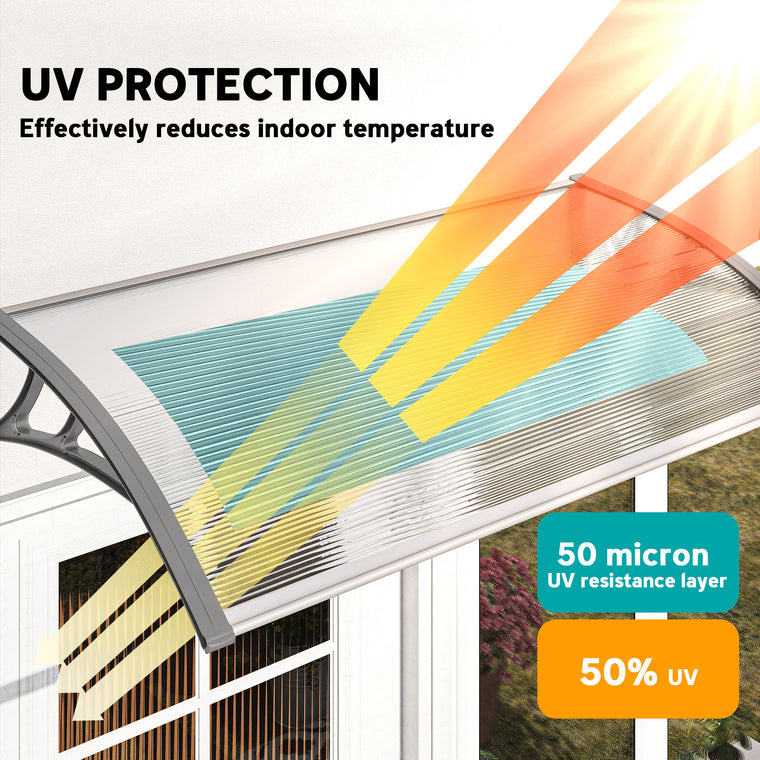 43.3" x 23.6" Clear Polycarbonate Door Awning Canopy
