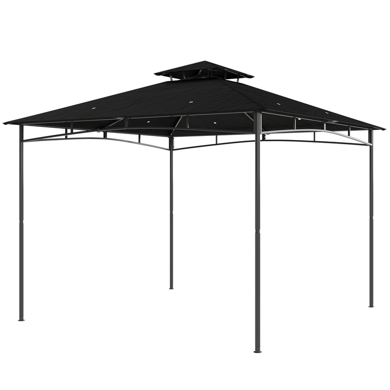 10' x 10' Black Soft-Top Gazebo with 2-Tier Roof