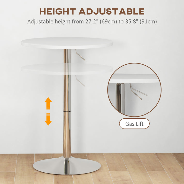 Round Adjustable Bar Table with Swivel Top