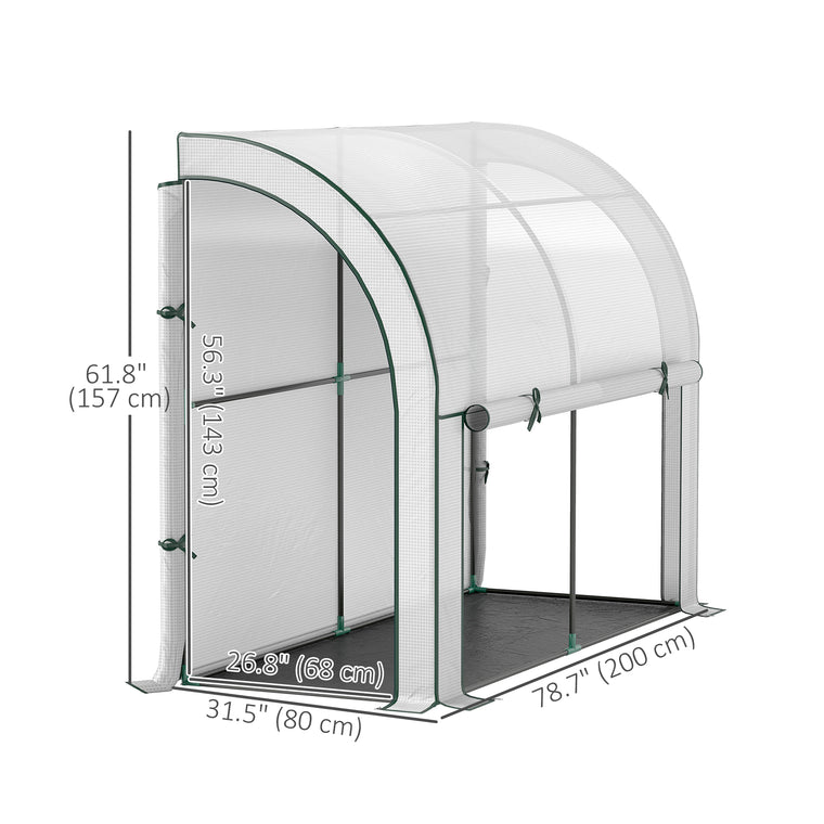 Walk-In Lean-To Greenhouse with Roll-Up Doors & Window