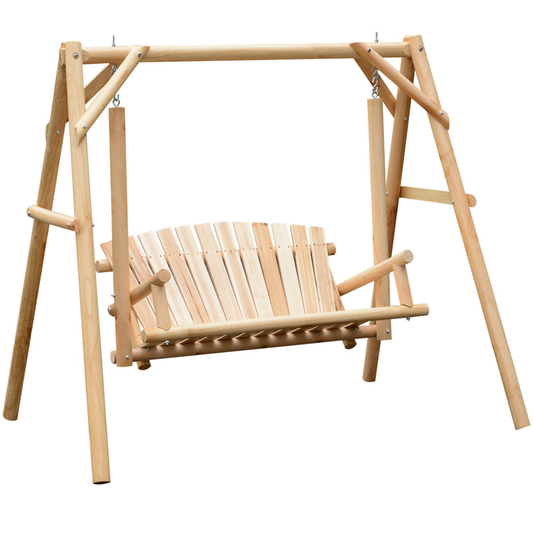 6.5' Wooden Farmhouse Log Swing Loveseat