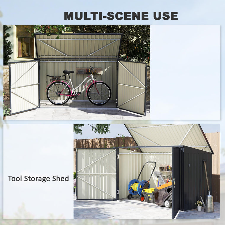 7.6' x 3.4' Garbage Bin Shed with Double Doors and Openable Lid