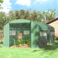 19.5' x 10' x 7.5' Tunnel Greenhouse with 3 Roll-Up Doors and Large Mesh Windows, Galvanized Steel Frame, Wind Resistant, Green