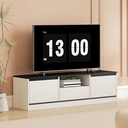 TV Stand with Cabinets and Cable Management - White