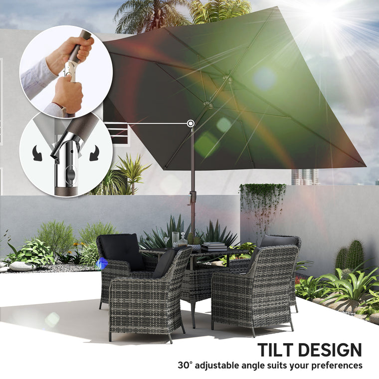 6.5' x 10' Black Rectangular Market Umbrella