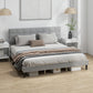 King Size Bed Frame with Upholstered Headboard, Modern Platform Bed Frame with Wood Slats, 1100 lbs Capacity, Grey