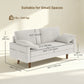 3 Seater Sofa, Velvet Upholstered Couch with Spring Cushions, Rubber Wood Legs and 2 Pillows, Cream White