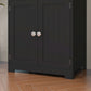63" Small Buffet with Hutch, 4-Door Kitchen Pantry Storage Cabinet with Adjustable Shelf for Dining Room, Black