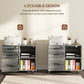 Mobile Printer Stand with Charging Station USB Ports Locking Filing Cabinet for A4 Letter Size Grey