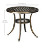 Ф23.6" Round Outdoor Side Table, Cast Aluminum Frame Patio Coffee Side Desk for Patio, Garden, Balcony, Black