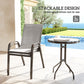 3 Pieces Bistro Set, Small Patio Furniture Set with Stackable Mesh Chairs, Glass Table for Garden, Light Mixed Brown