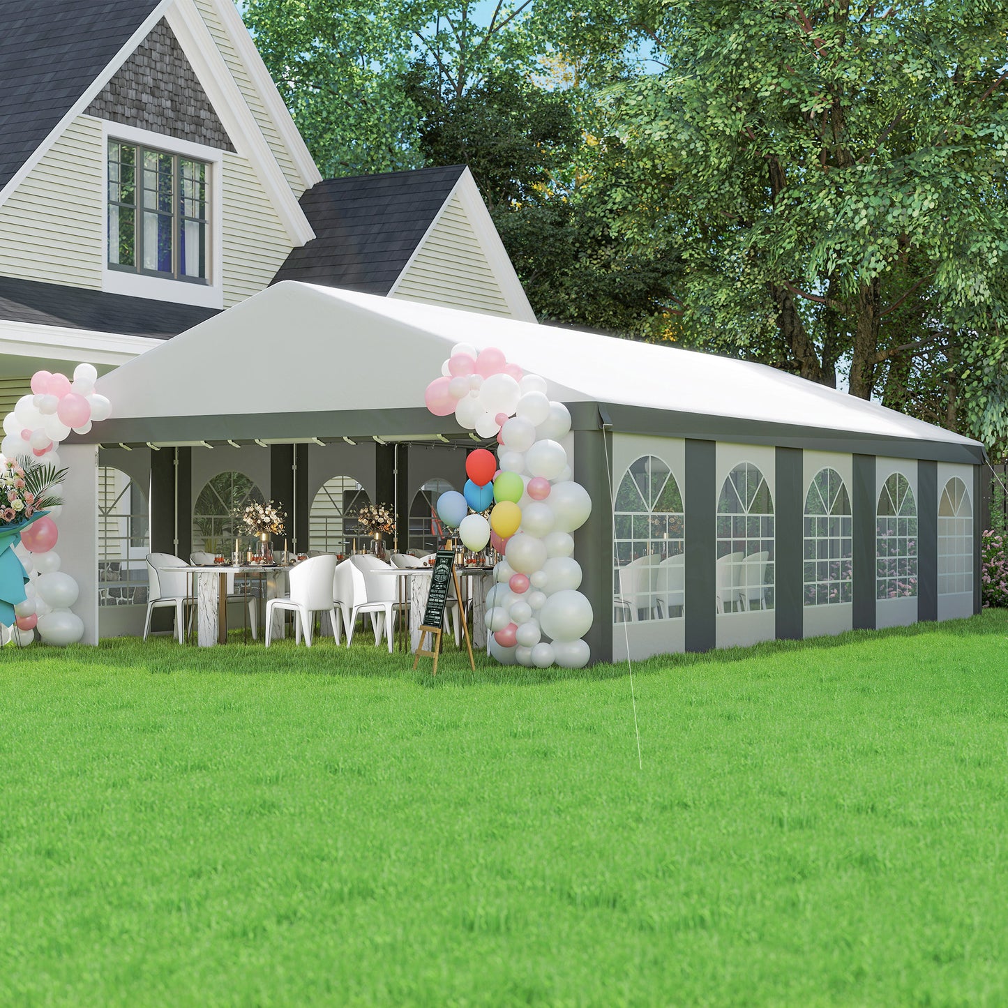 Heavy Duty Large Party Tent & Carport with Removable Sidewalls, Portable Garage Canopy Tent, White